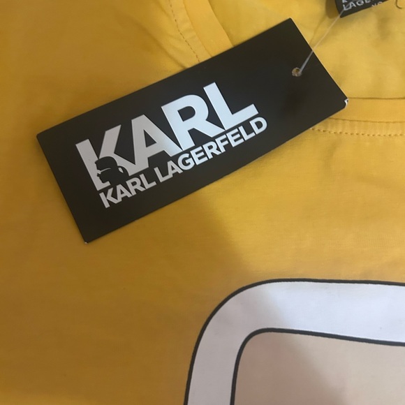Karl Lagerfeld Yellow Graphic Ikonik Karl T-Shirt tee Shirt - Picture 2 of 5